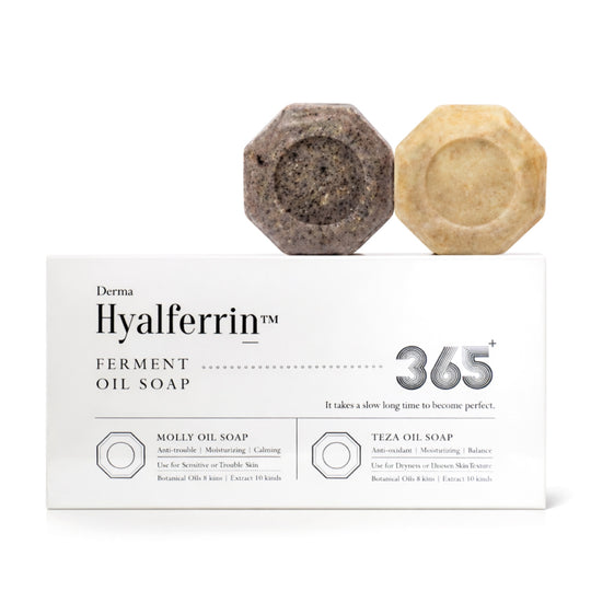 HYALFERRIN™ FERMENT OIL SOAP DUO | Perfektionierende Anti-Aging Gesichtsseifen mit Lactoferrin & über 20 pflanzlichen Fermenten (für morgendliche und abendliche Anwendung)