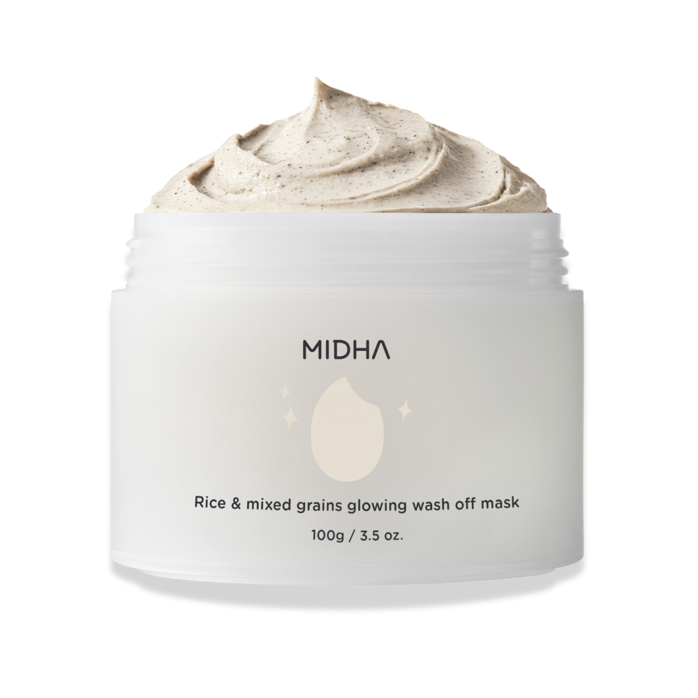 RICE & MIXED GRAINS GLOWING MASK - Beruhigende & reminalisierende Detox-Maske mit patentiertem Wirkstoffkomplex aus Gochang-Reisferment, Coix-Samen & fermentierten pflanzlichen Proteinen_Shishi Chérie 1