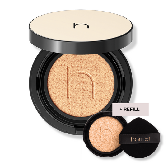 AQUA GLOW ZERO FIT CUSHION SPF50+/ PA++++ <br>Perfektionierendes Serum Make-up mit "Waterless Beauty" Formel für bessere Hautverträglichkeit & intensive Hydration (Farbe 02 Natural für helle Hauttypen, Refill inkl.)