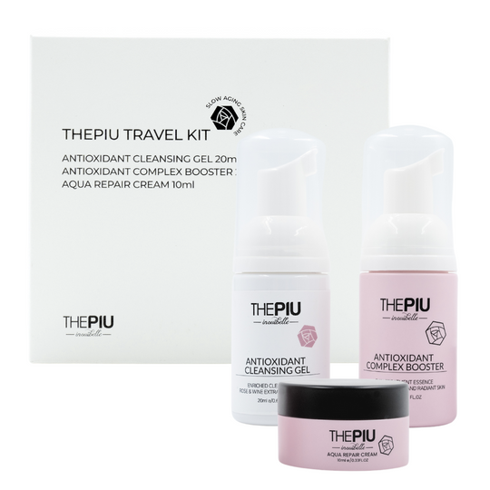 THE PIU TRAVEL KIT <br> Anti-Aging Pflegeroutine mit Rosenwein & Multi-Hyaluron (Reisegrößen)