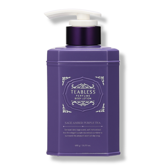 SAGE AMBER PURPLE TEA PERFUME BODY LOTION <br> Aufbauende Parfüm-Körperpflege mit Ceramiden, Lipiden, Salbei- & Grüntee-Extrakt (Amber, Salbei & Purple Tea Duft)