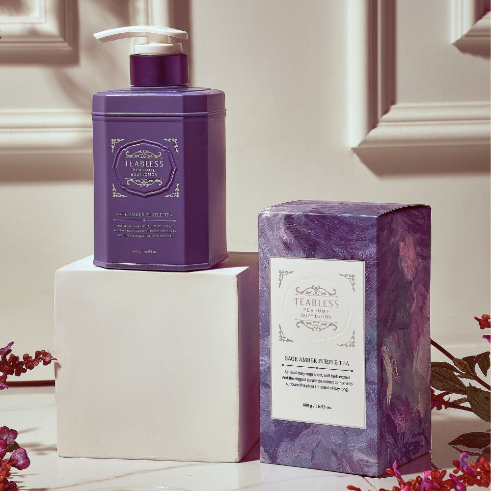 SAGE AMBER PURPLE TEA PERFUME BODY LOTION - Aufbauende Parfüm-Körperpflege mit Ceramiden, Lipiden, Salbei- & Grüntee-Extrakt (Amber, Salbei & Purple Tea Duft)_Shishi Chérie 3