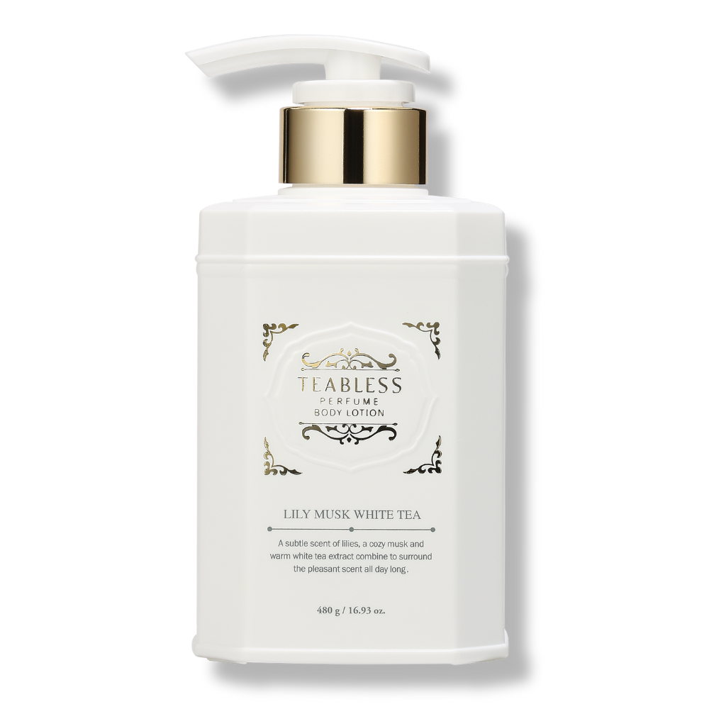 LILY MUSK WHITE TEA PERFUME BODY LOTION - Regenerierende Parfüm-Körperpflege mit Ceramiden, Lipiden & Fermenten aus Echinacea & Weissem Tee (Maiglöckchen, Puder & Moschus Duft)_Shishi Chérie 1