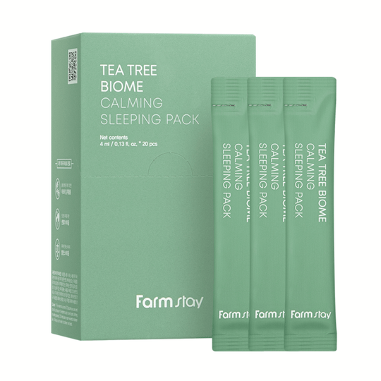 TEA TREE BIOME CALMING SLEEPING PACK <br> Porenverfeinernde & straffende Overnight Maske mit Teebaum Ferment & pflanzlichen Biomen auf Basis von Cica & Panthenol (20 einzeln verpackte Anwendungen)