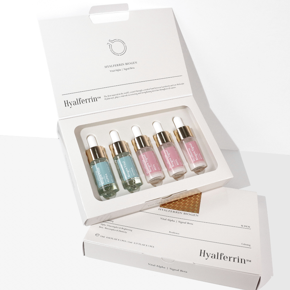 HYALFERRIN™ BIOGEN SIGNAL AMPOULE SET <br> Hochwirksames 2-Phasen Ampoule-Konzentrat mit Lactoferrin, bFGF, VEGF & Tranexamoyl Tetrapeptide-51 (tiefe Regeneration, Festigung & Faltenminderung bei reifer Haut)-Shishi Cherie
