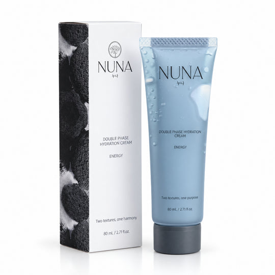 DOUBLE PHASE HYDRATION CREAM | Aufpolsternde 2-Phasen 24H Gesichtspflege mit Meeresmineralien aus Jeju, Perlenextrakt, Multi-Hyaluron, Ectoin & Ferment aus japanischen Kamelien