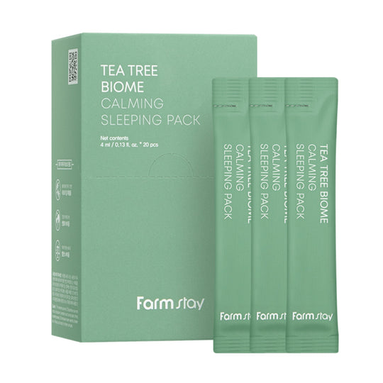 TEA TREE BIOME CALMING SLEEPING PACK | Porenverfeinernde & straffende Overnight Maske mit Teebaum Ferment & pflanzlichen Biomen auf Basis von Cica & Panthenol (20 einzeln verpackte Anwendungen)