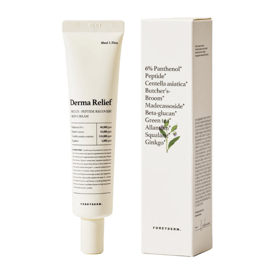PEPTIDE DERMA RELIEF CREAM | Beruhigende & aufbauende 24H Gesichtspflege mit  5 Arten von Peptiden, Squalan, Centella Asiatica & Gingko Biloba (trockene, reife und/oder Rosacea Haut)