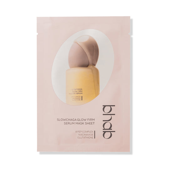 SLOWCHAGA GLOW FIRM SERUM MASK SHEET | Aufbauende Serum-Tuchmaske mit patentiertem Slowchaga Komplex™, 24 Peptiden & Bakuchiol