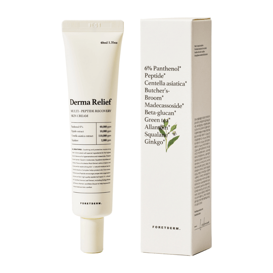 PEPTIDE DERMA RELIEF CREAM <br>Beruhigende & aufbauende 24H Gesichtspflege mit  5 Arten von Peptiden, Squalan, Centella Asiatica & Gingko Biloba (trockene, reife und/oder Rosacea Haut)