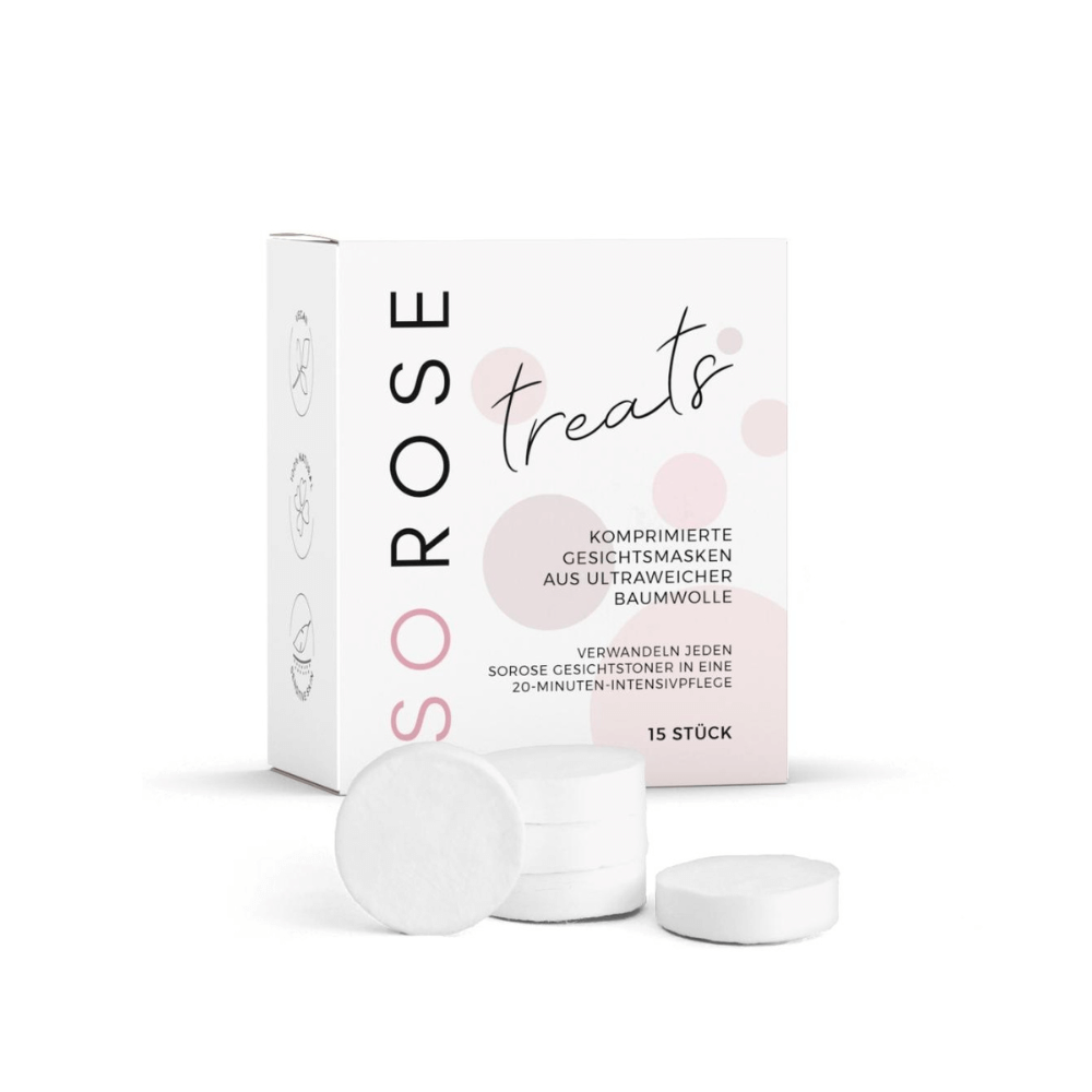 SOROSE TREATS <br> Komprimierte Gesichtstuchmasken zur Anwendung mit den SOROSE Gesichtstonern | <i>Verwandeln jeden SOROSE Gesichtstoner in eine pflegende Maske</i>-Shishi Cherie