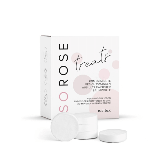 SOROSE TREATS <br> Komprimierte Gesichtstuchmasken zur Anwendung mit den SOROSE Gesichtstonern | <i>Verwandeln jeden SOROSE Gesichtstoner in eine pflegende Maske</i>